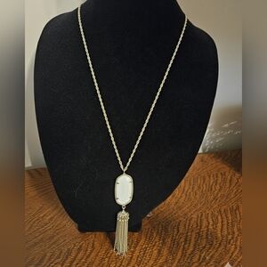 Kendra Scott White and Silver Tassel Necklace